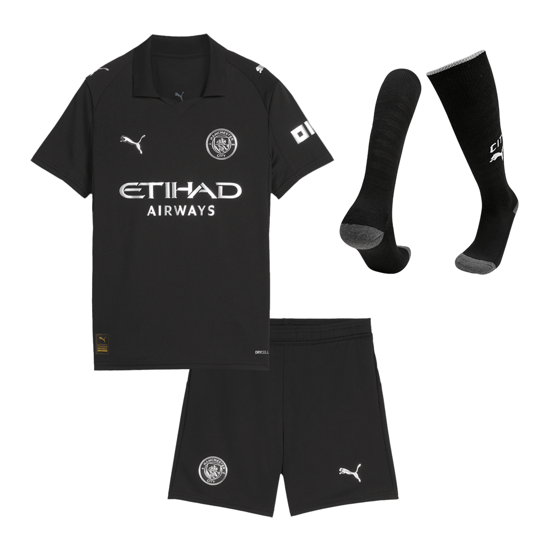 Dziecięcy Zestaw Wyjazdowa Manchester City (Koszulka + Spodenki + Skarpety) 2025/26
