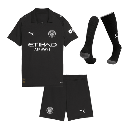 Dziecięcy Zestaw Wyjazdowa Manchester City (Koszulka + Spodenki + Skarpety) 2025/26