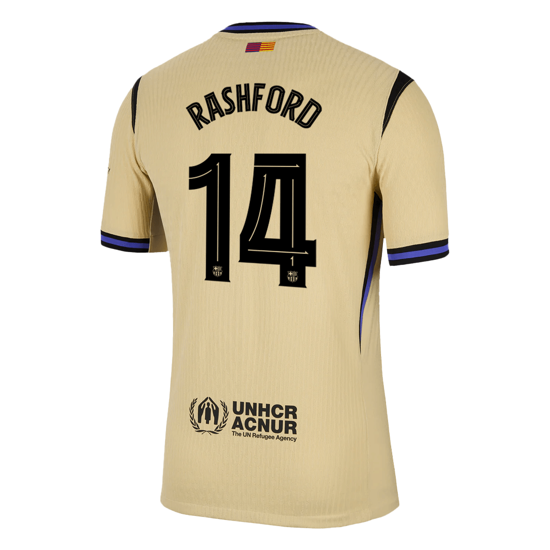 Męska Koszulka Wyjazdowa FC Barcelona RASHFORD #14 Wersja Piłkarska 2025/26 - UCL - Slim Fit