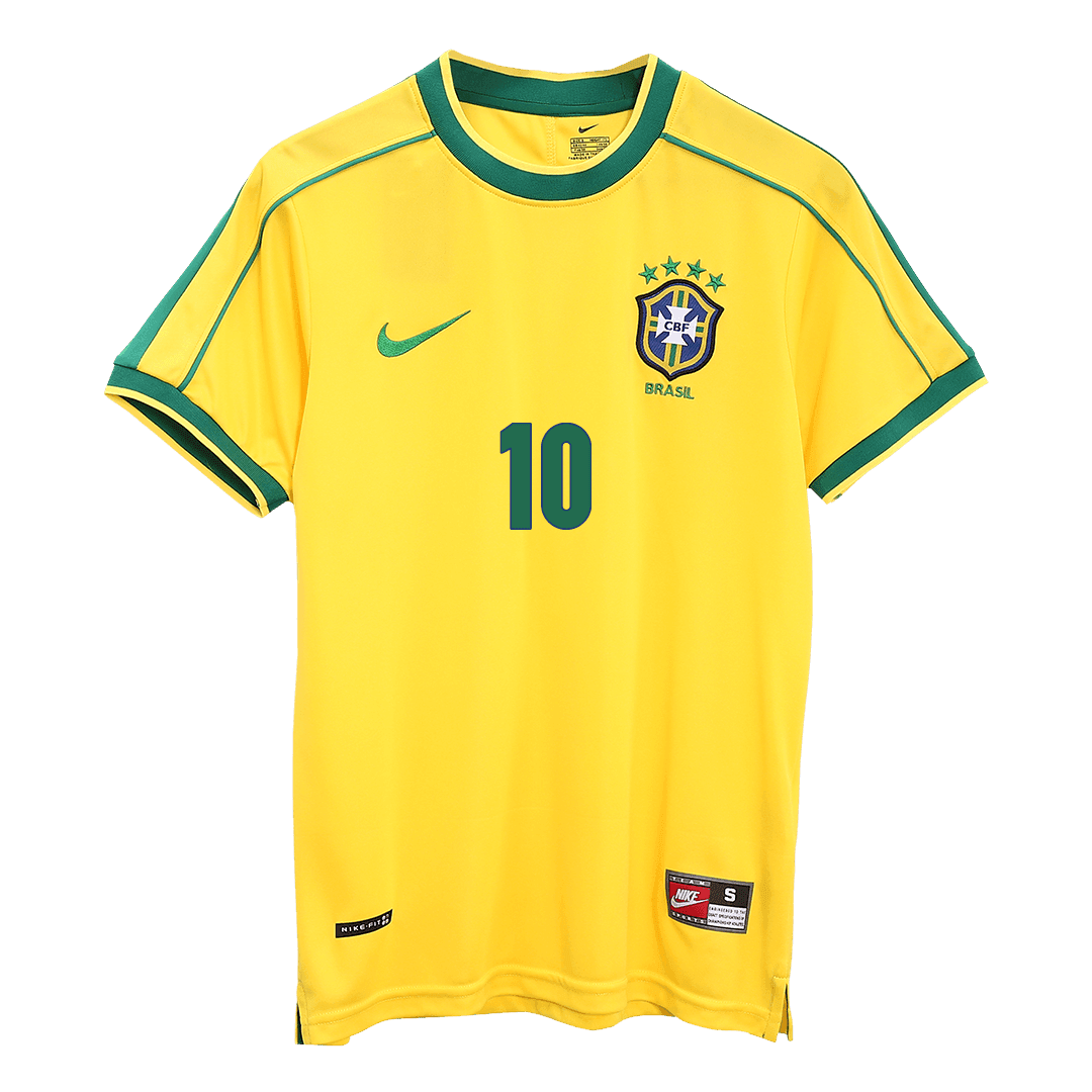 Męska Koszulka Retro Domowa Brazylia RIVALDO #10 1998 - World Cup - Topowe Koszulki Pilkarskie Sklep Internetowy