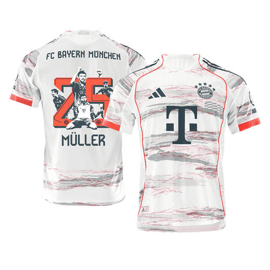 Męska Koszulka Wyjazdowa Bayern Monachium MÜLLER Special #25 Wersja Piłkarska 2025/26 - Slim Fit - Topowe Koszulki Pilkarskie Sklep Internetowy