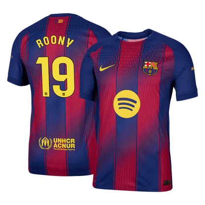 Męska Koszulka Domowa Barcelona ROONY #19 Wersja Piłkarska 2025/26 - Slim Fit