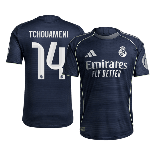 Męska Koszulka Wyjazdowa Real Madrid TCHOUAMENI #14 Wersja Piłkarska 2025/26 - Slim Fit - Topowe Koszulki Pilkarskie Sklep Internetowy