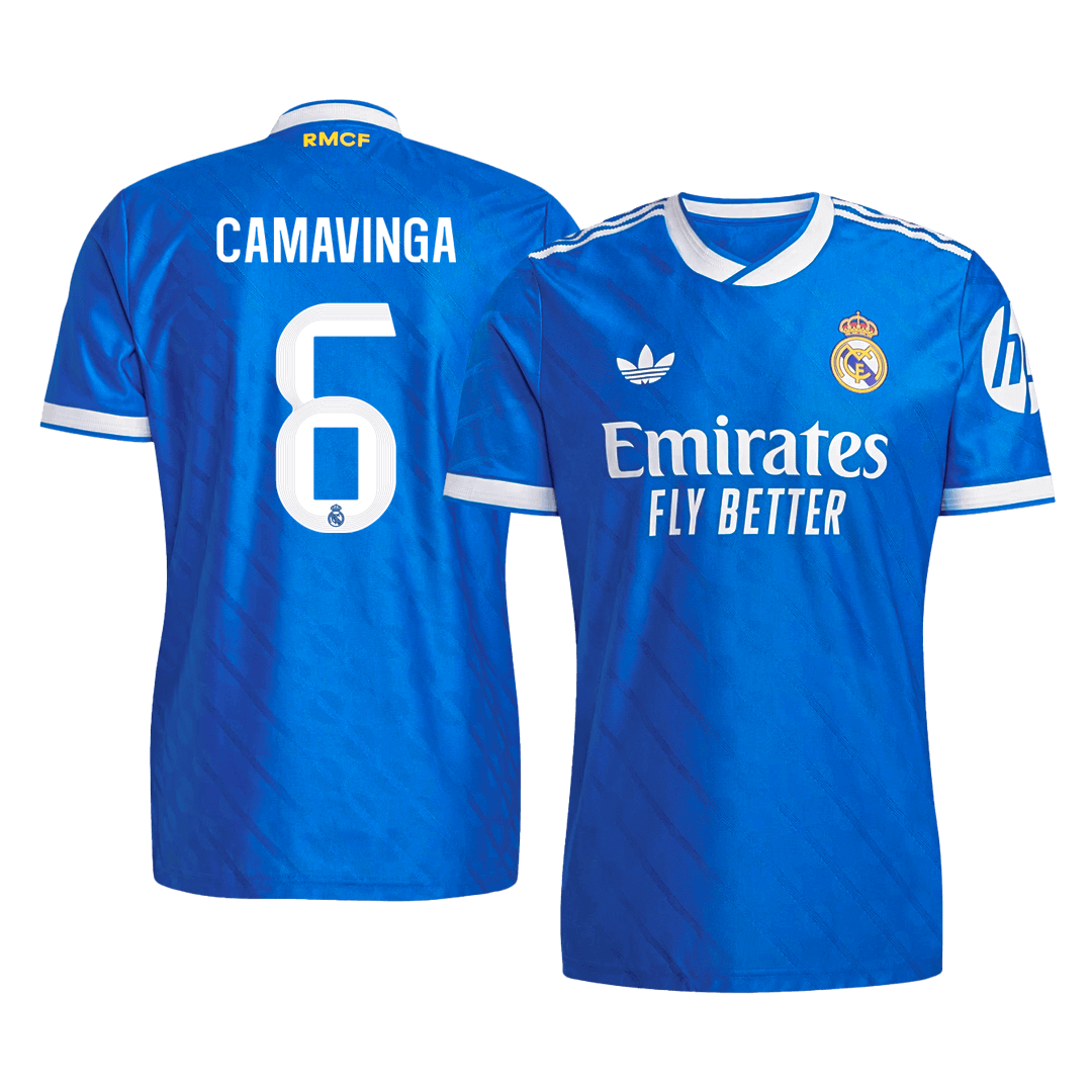 Męska Koszulka Trzecia Wyjazdowa Real Madrid CAMAVINGA #6 Wersja Piłkarska 2025/26 - Slim Fit