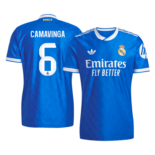 Męska Koszulka Trzecia Wyjazdowa Real Madrid CAMAVINGA #6 Wersja Piłkarska 2025/26 - Slim Fit