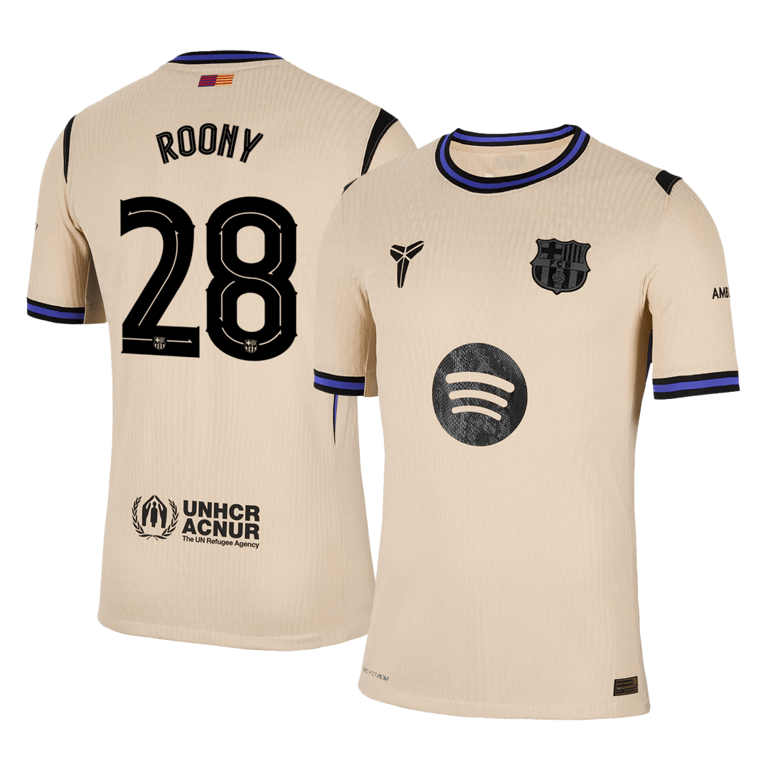 Męska Koszulka Wyjazdowa Barcelona ROONY #28 Wersja Piłkarska 2025/26 - UCL - Slim Fit