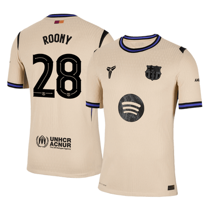 Męska Koszulka Wyjazdowa Barcelona ROONY #28 Wersja Piłkarska 2025/26 - UCL - Slim Fit