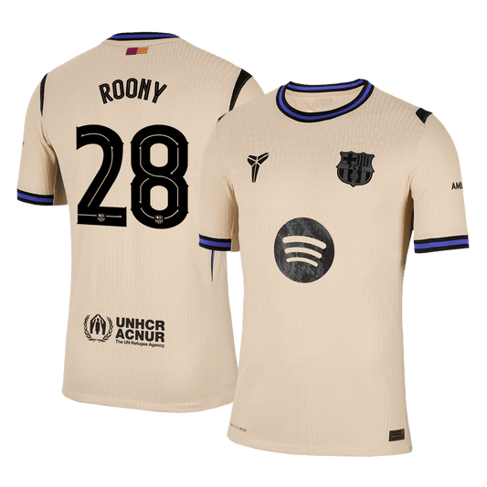Męska Koszulka Wyjazdowa Barcelona ROONY #28 Wersja Piłkarska 2025/26 - UCL - Slim Fit
