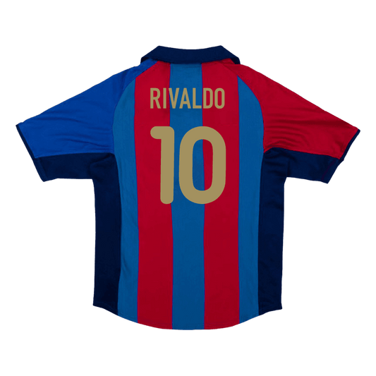 Koszulka Retro Domowa Barcelona RIVALDO #10 2001/02 - Topowe Koszulki Pilkarskie Sklep Internetowy