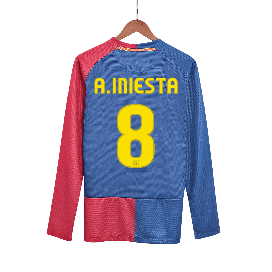 Koszulka Retro Domowa Barcelona A.INIESTA #8 Długi Rękaw 2008/09 - UCL Final - Topowe Koszulki Pilkarskie Sklep Internetowy