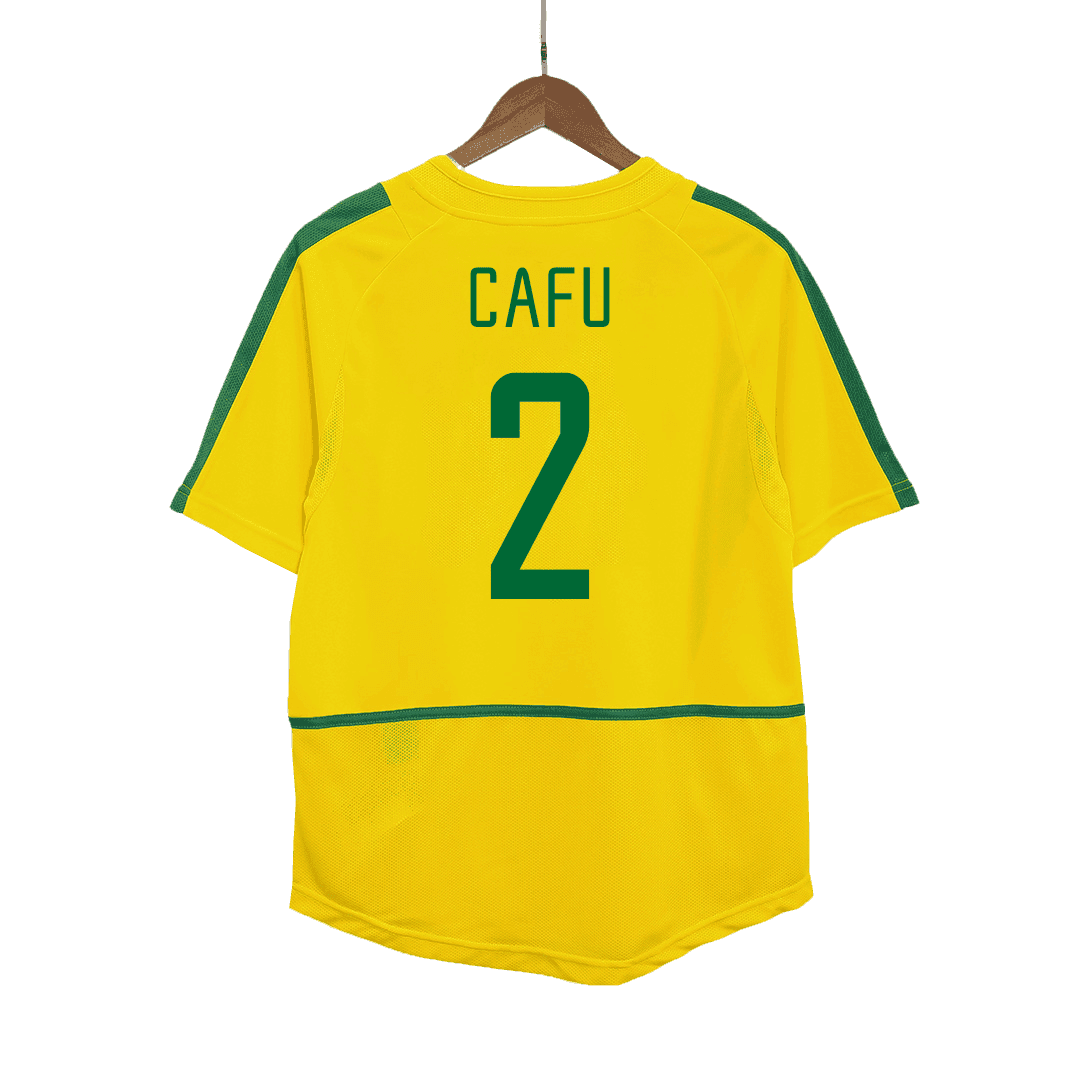 Męska Koszulka Retro Domowa Brazil CAFU #2 2002/03 - Topowe Koszulki Pilkarskie Sklep Internetowy