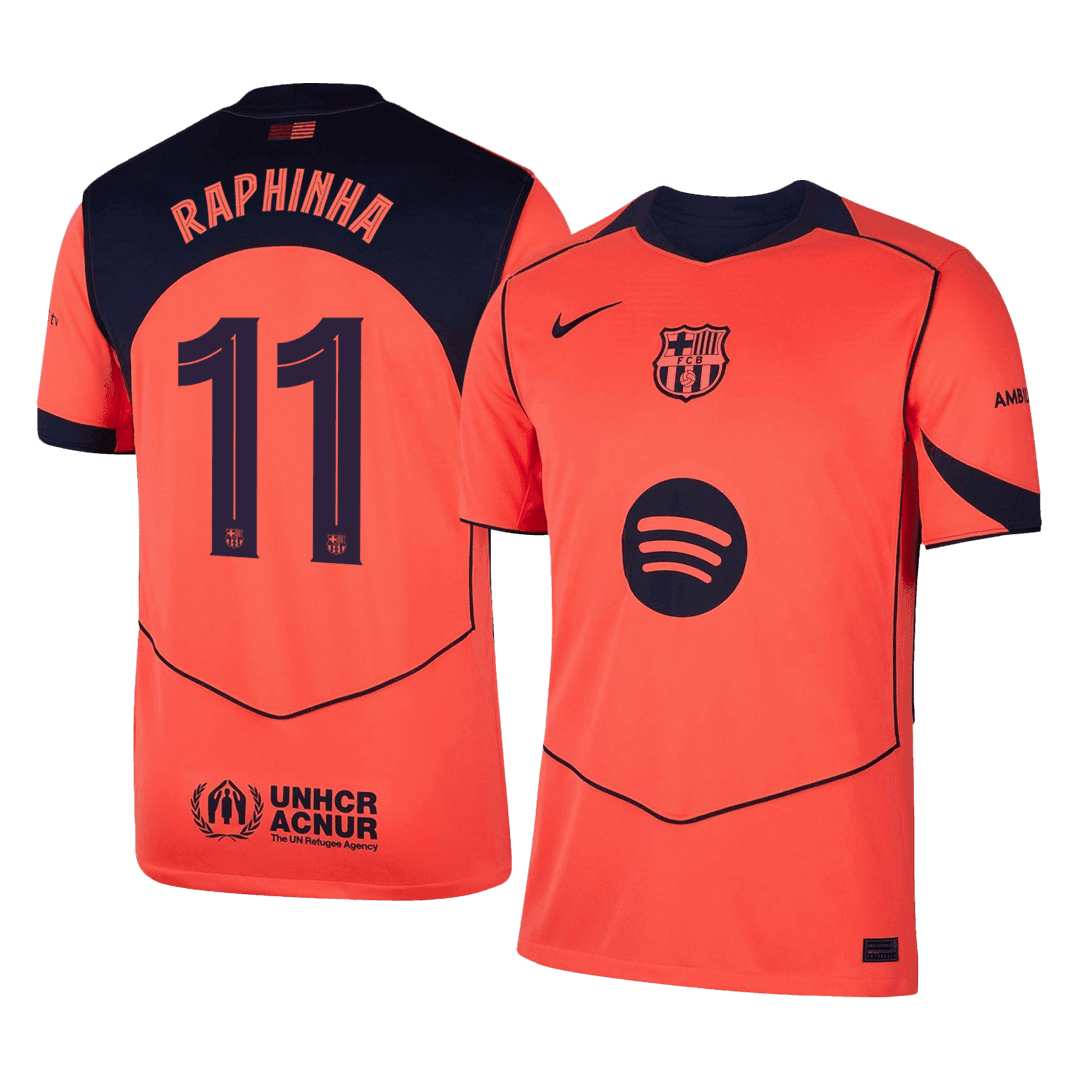 Męska Koszulka Trzecia Wyjazdowa Barcelona RAPHINHA #11 2025/26 - UCL - Topowe Koszulki Pilkarskie Sklep Internetowy