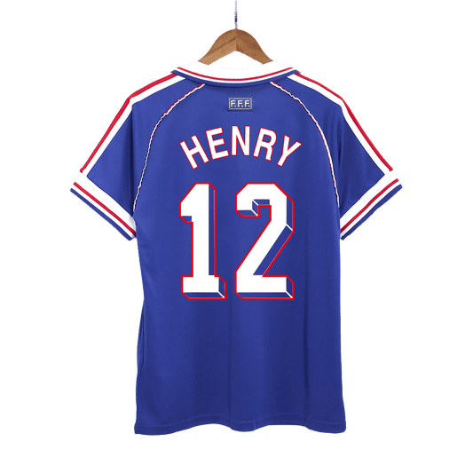 Męska Koszulka Retro Domowa France HENRY #12 1998 - World Cup - Topowe Koszulki Pilkarskie Sklep Internetowy