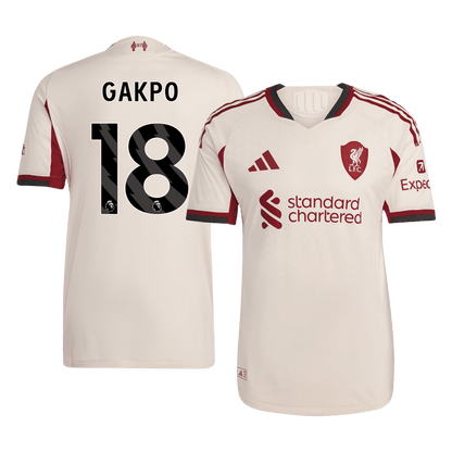 Męska Koszulka Wyjazdowa Liverpool GAKPO #18 Wersja Piłkarska 2025/26 - Slim Fit