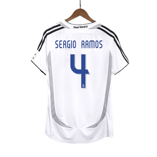 Męska Koszulka Retro Domowa Real Madrid SERGIO RAMOS #4 2006/07 - Topowe Koszulki Pilkarskie Sklep Internetowy