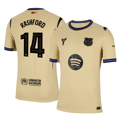 Męska Koszulka Wyjazdowa FC Barcelona RASHFORD #14 Wersja Piłkarska 2025/26 - UCL - Slim Fit